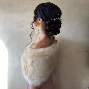Nude faux fur bridal wrap, Wedding Fur shrug, Bridal Fur, Stole Fur Shawl Cape